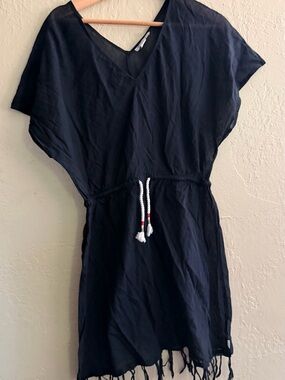 Black Cotton Dress Cover Up with